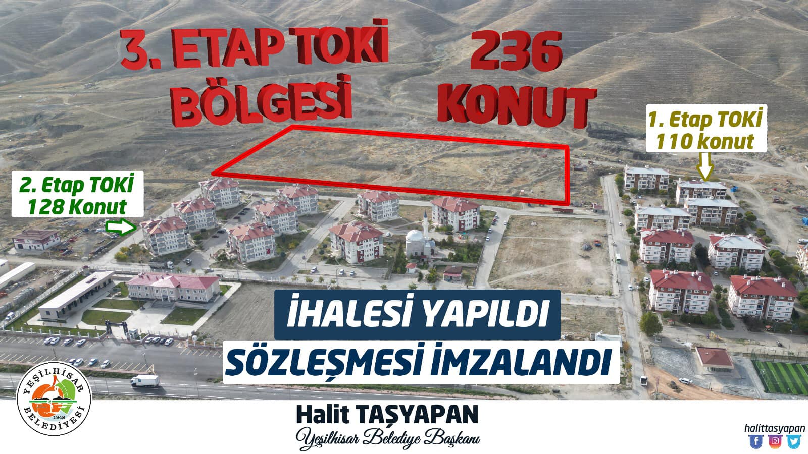 Yeşil Hisar İlçesi'nde Planlanan 3. Etap TOKİ Konutları İhalesi Gerçekleşti