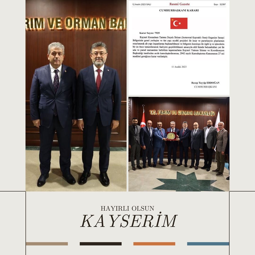 Kayseri'de Jeotermal Kaynaklı Sera Organize Sanayi Bölgesi İçin Adım Atıldı