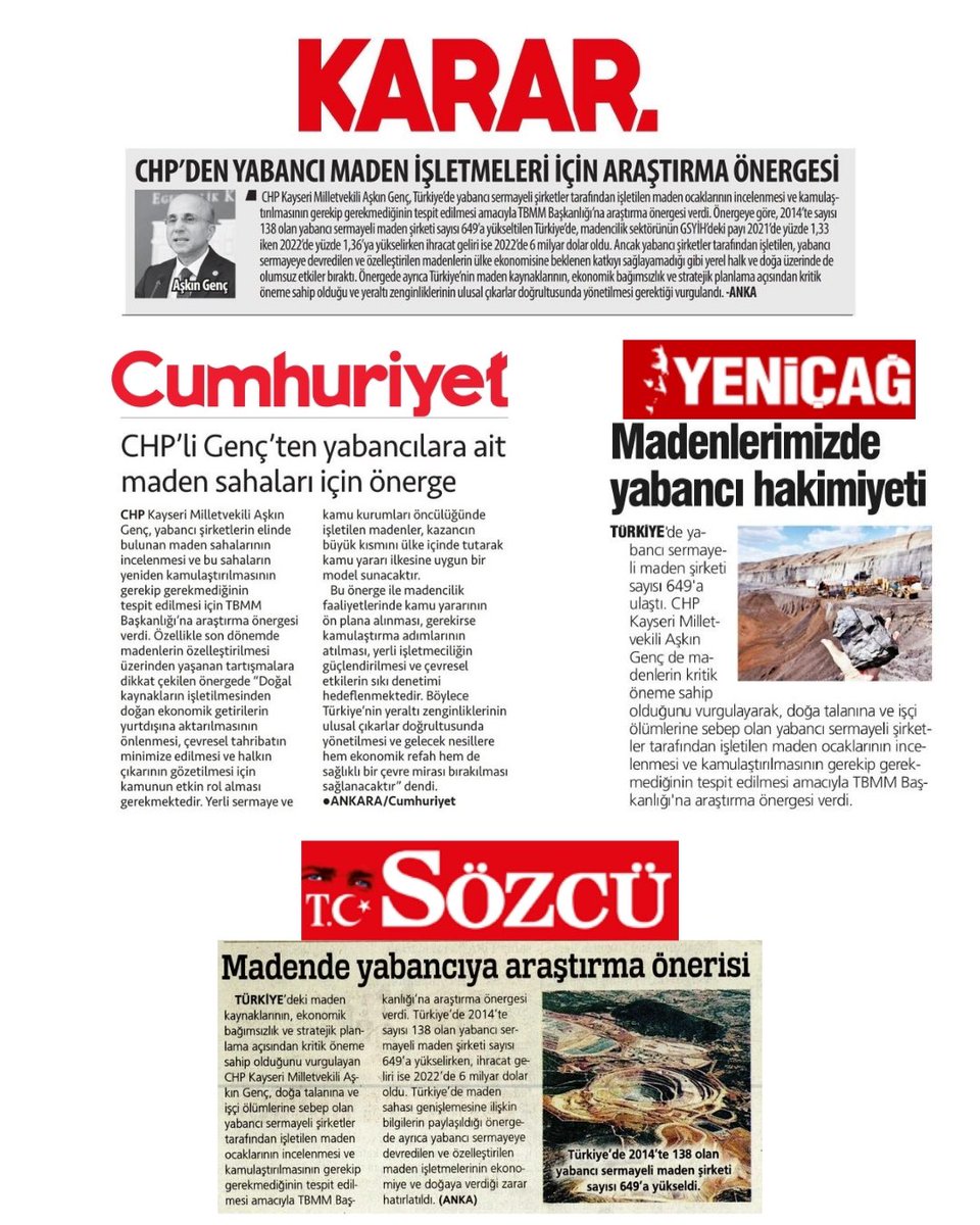 CHP'li Genç: Türkiye'nin Yeraltı Zenginlikleri Halkın Refahı İçin Kullanılmalı